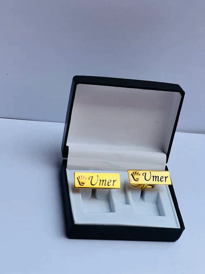 Customize Crown Engraved Name Cufflinks